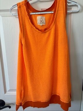Orange Waffle-Knit Tank Top